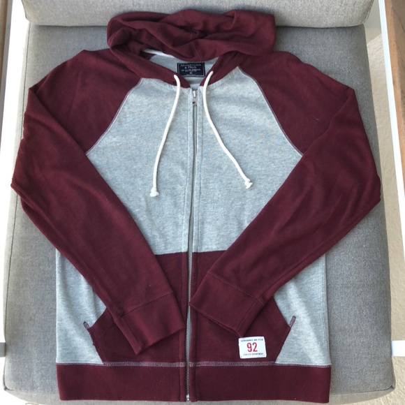 NWOT! - ABERCROMBIE & FITCH Full-Zip 100% Cotton Jersey Hoodie Sweatshirt - Picture 1 of 9